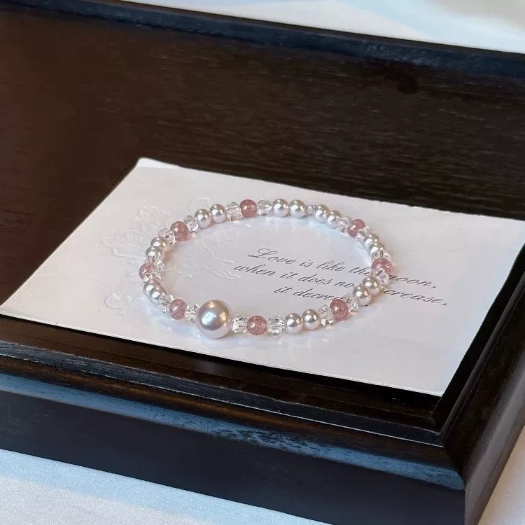 Strawberry Crystal Pearl Bracelet
