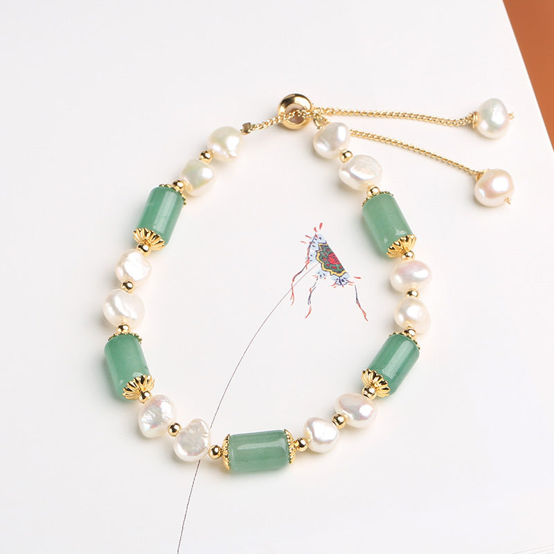 Tungling Jade Barrel Pearl Bracelet