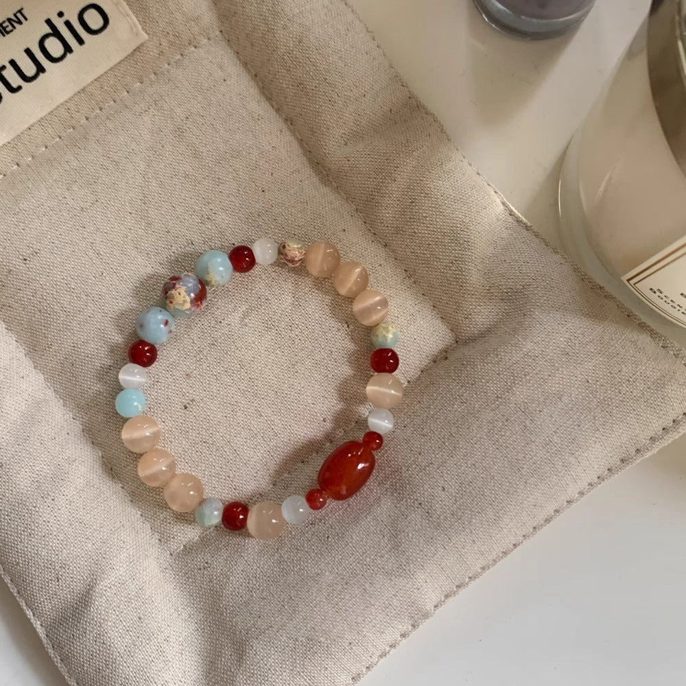 Onyx Pink Cat's Eye Bracelet