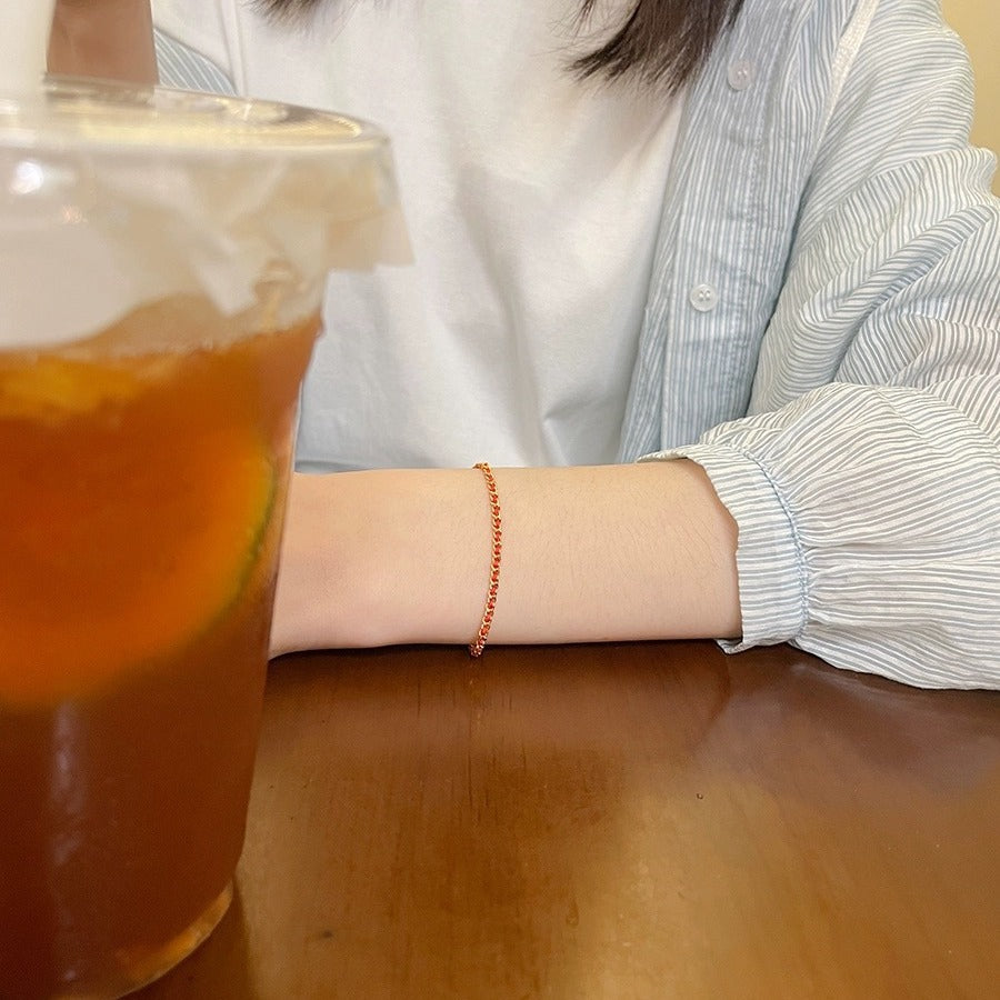 Gold-Plated Red Rope Bracelet