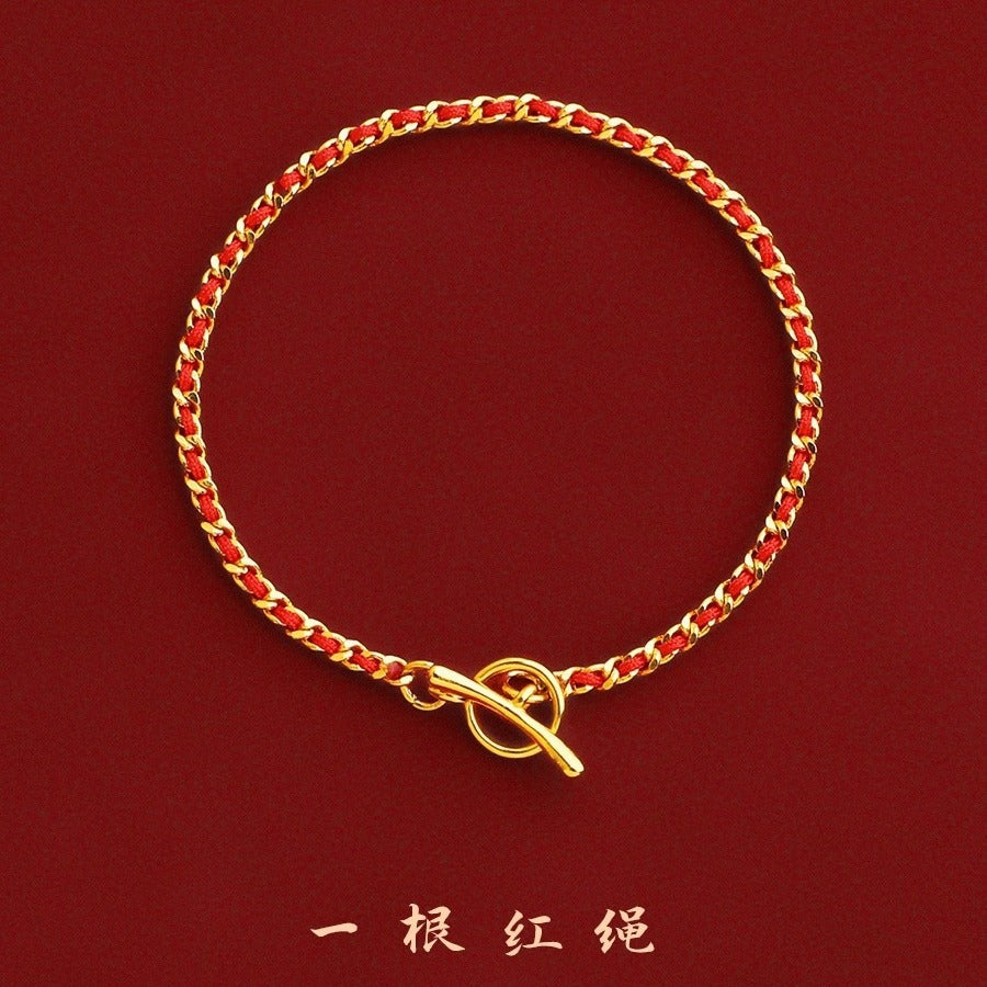Gold-Plated Red Rope Bracelet