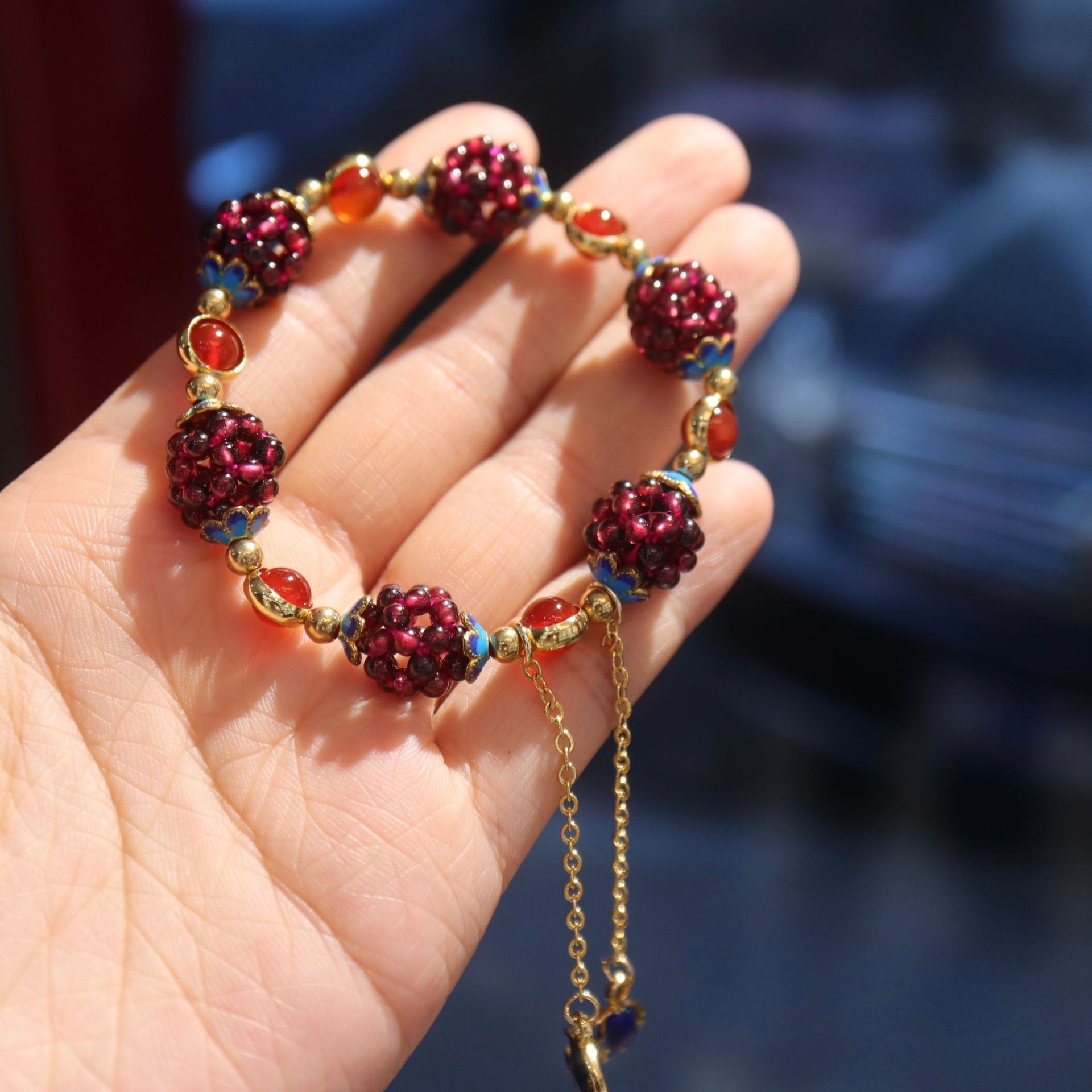 Garnet Tianhe Stone Bracelet