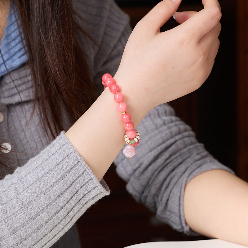 Rhodochrosite strings bracelet