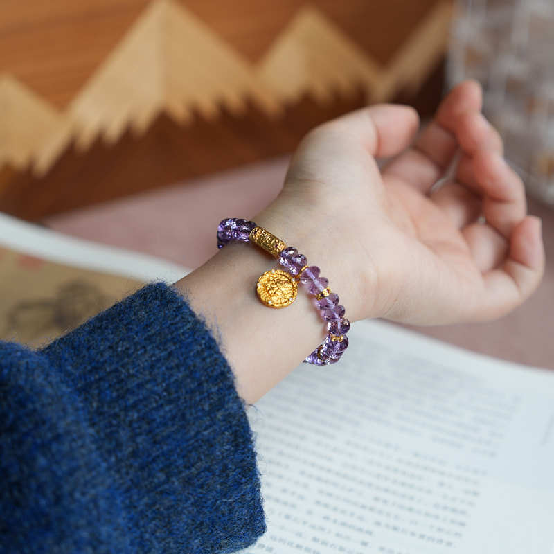 Yellow God of Wealth Amethyst Bracelet