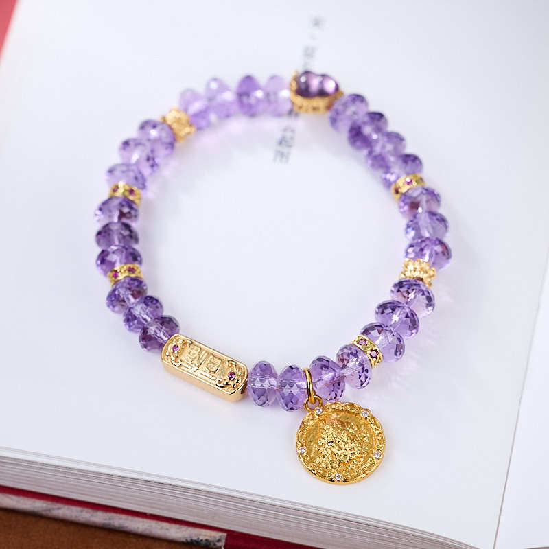 Yellow God of Wealth Amethyst Bracelet