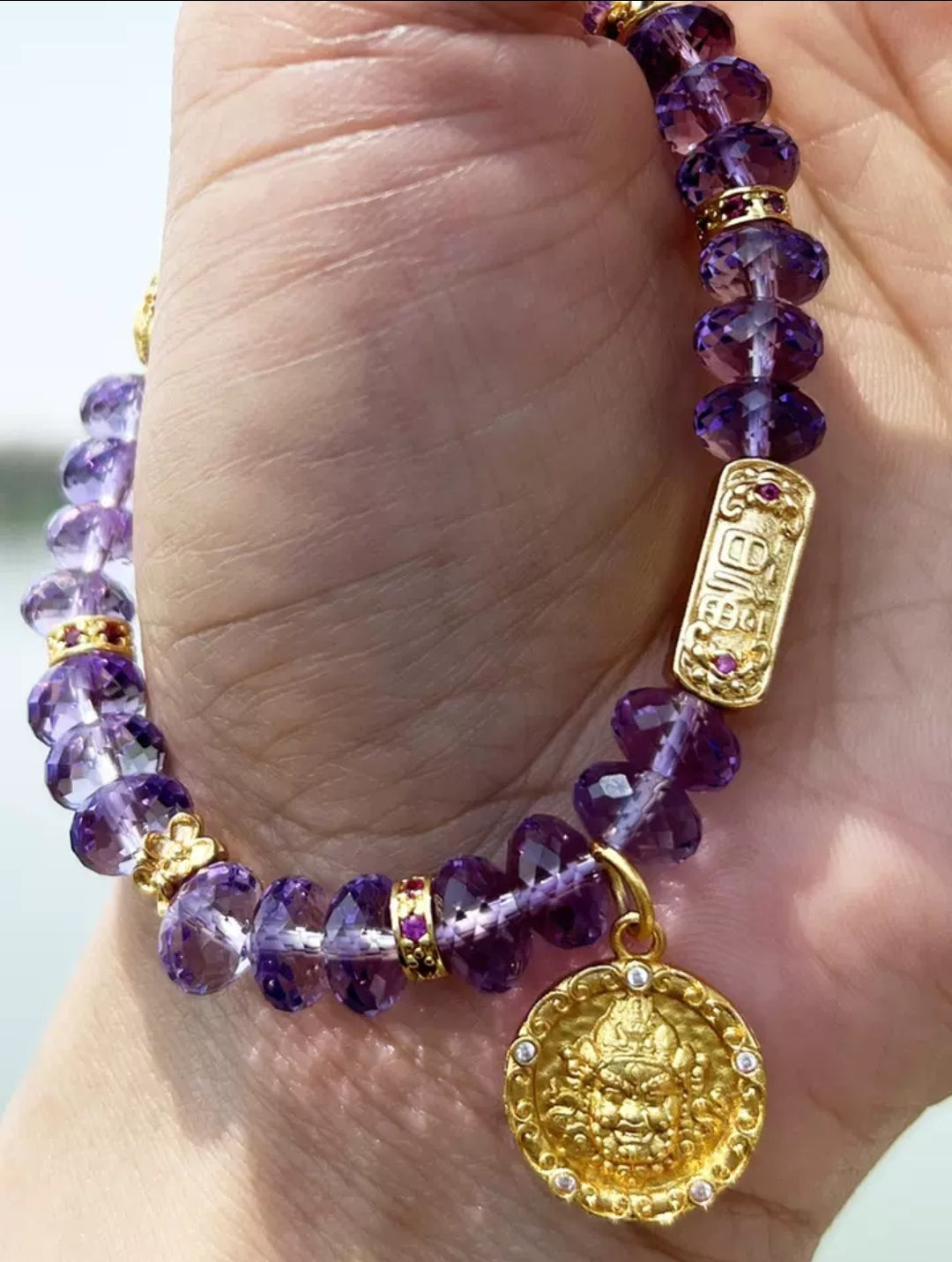 Yellow God of Wealth Amethyst Bracelet
