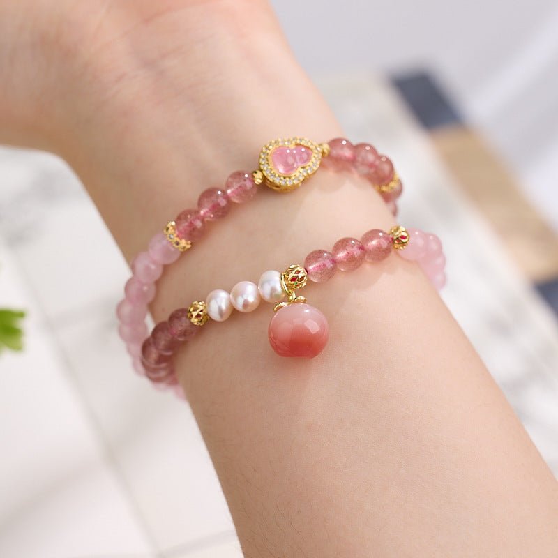 Strawberry Crystal Pink Crystal Bracelet
