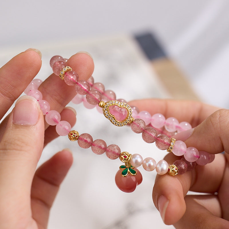 Strawberry Crystal Pink Crystal Bracelet