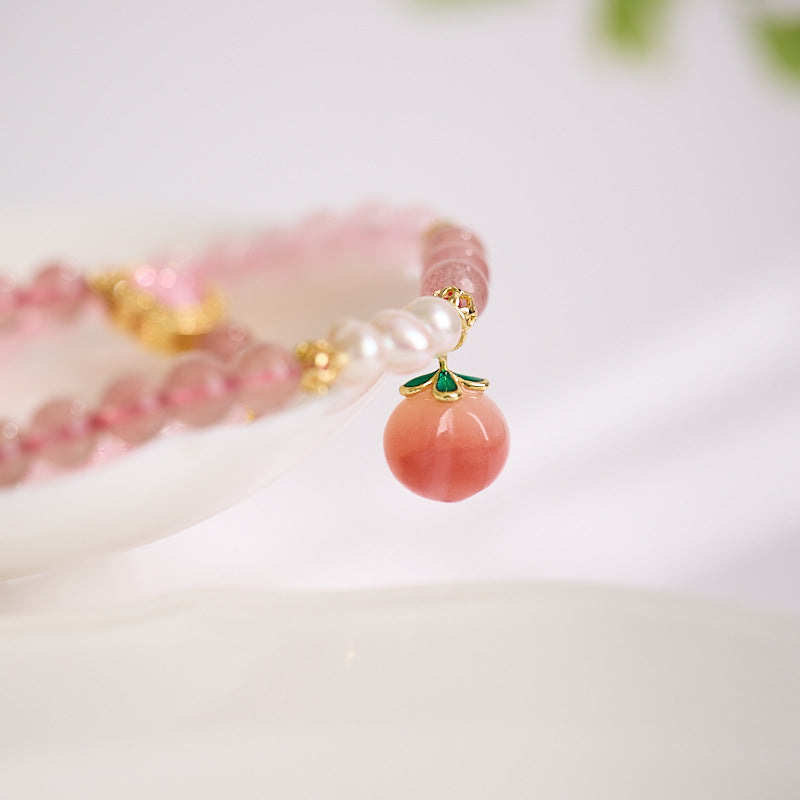 Strawberry Crystal Pink Crystal Bracelet