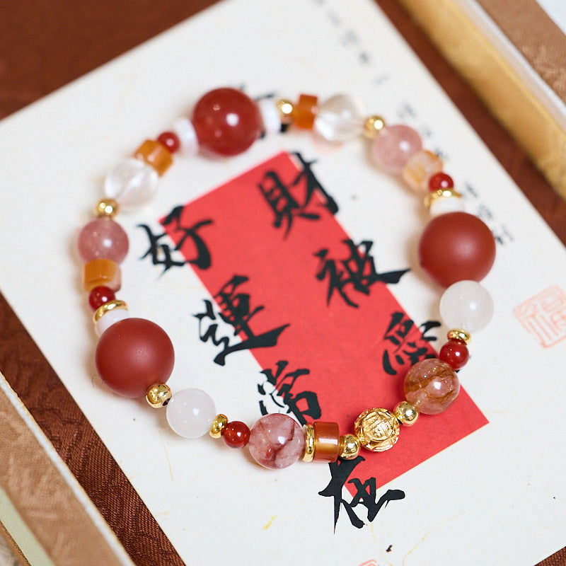 Onyx Red Gum Flower Crystal Bracelet