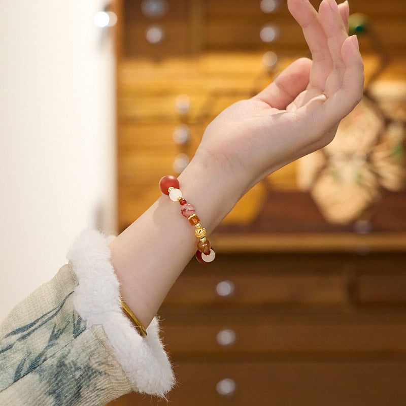 Onyx Red Gum Flower Crystal Bracelet