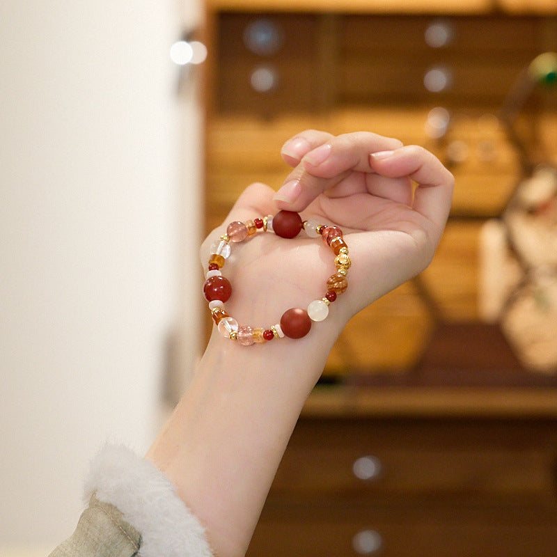 Onyx Red Gum Flower Crystal Bracelet
