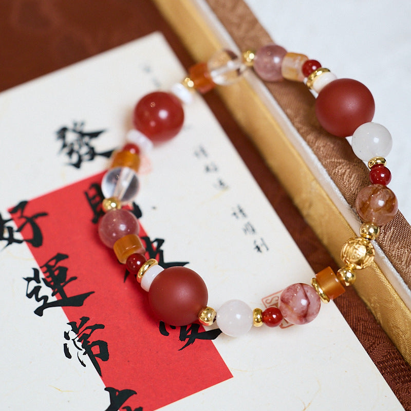 Onyx Red Gum Flower Crystal Bracelet