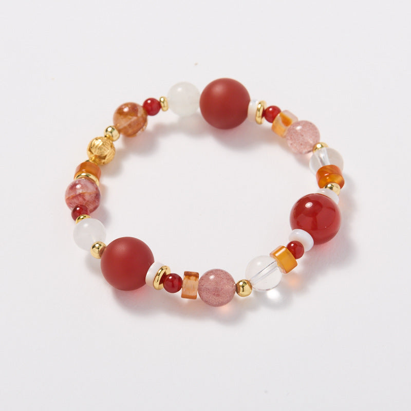 Onyx Red Gum Flower Crystal Bracelet