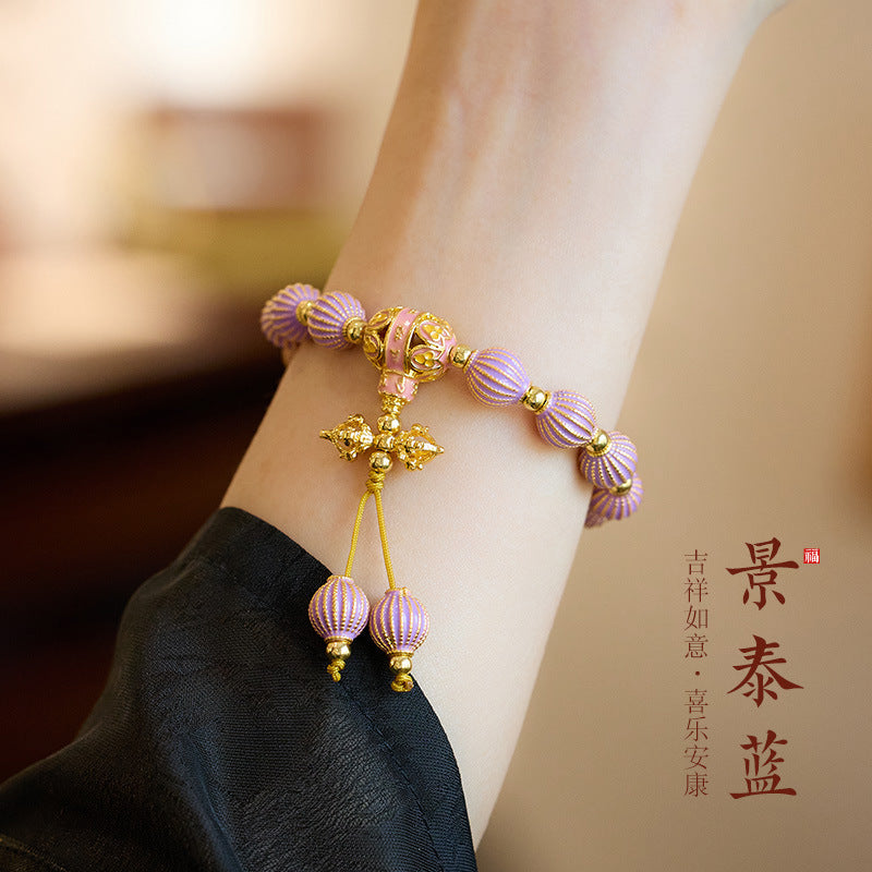 Pink Ash Glazed Vajra Pestle and Mortar Strings