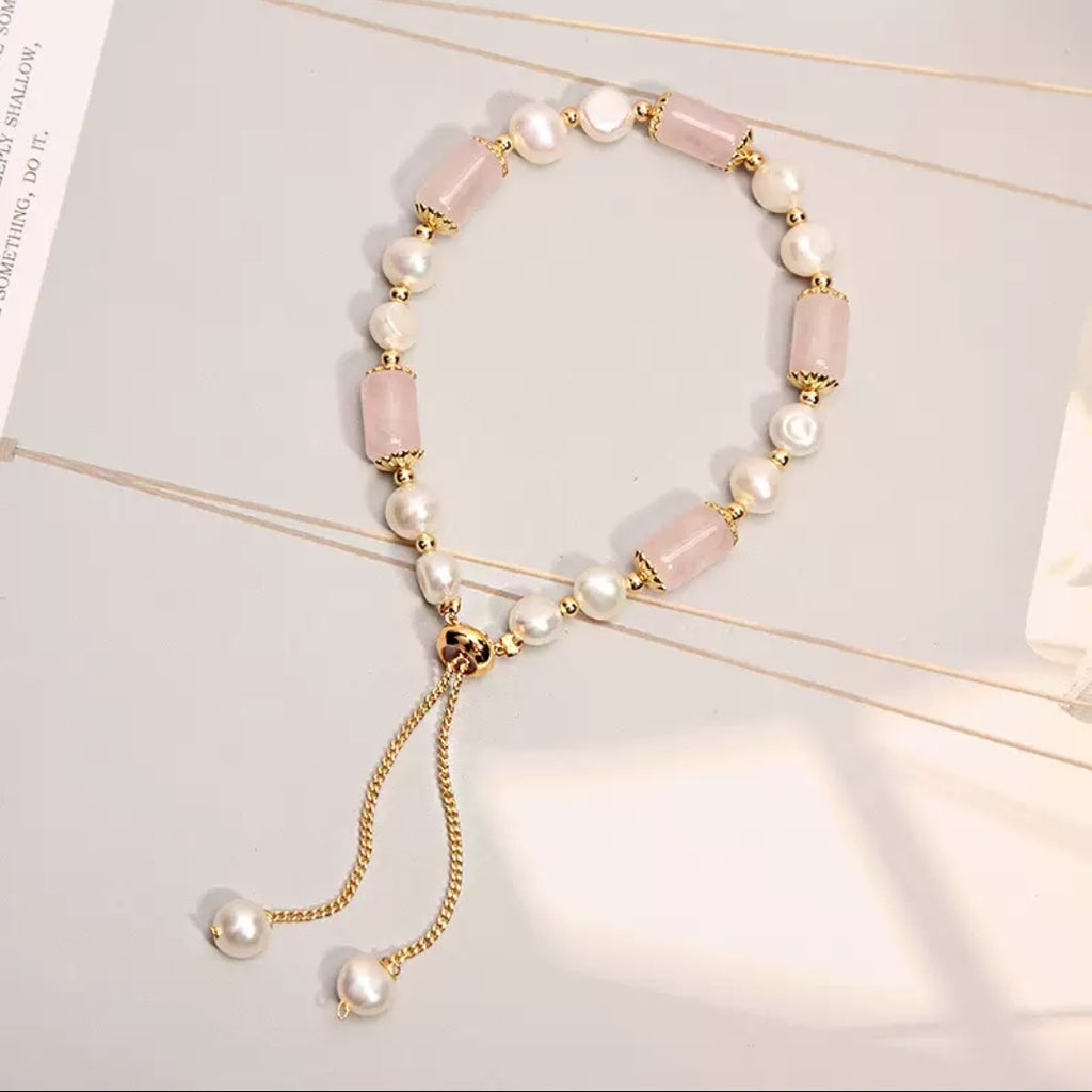 Pink Crystal Pearl Bracelet