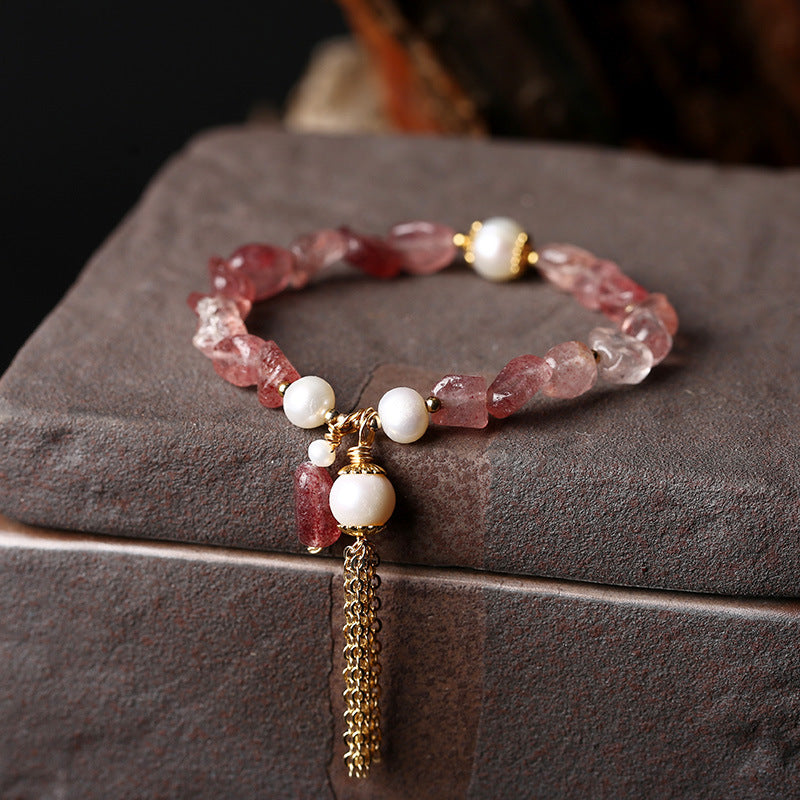 Freshwater Pearl Strawberry Crystal Bracelet
