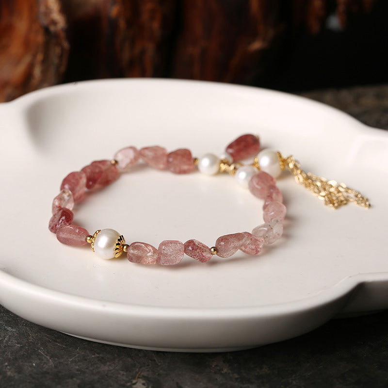 Freshwater Pearl Strawberry Crystal Bracelet