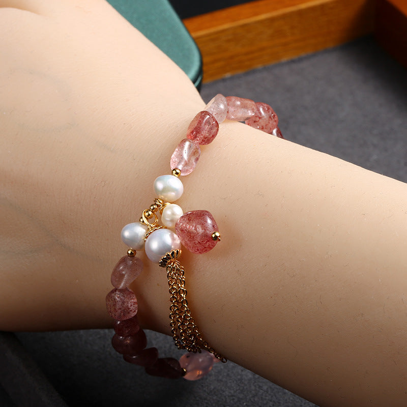 Freshwater Pearl Strawberry Crystal Bracelet