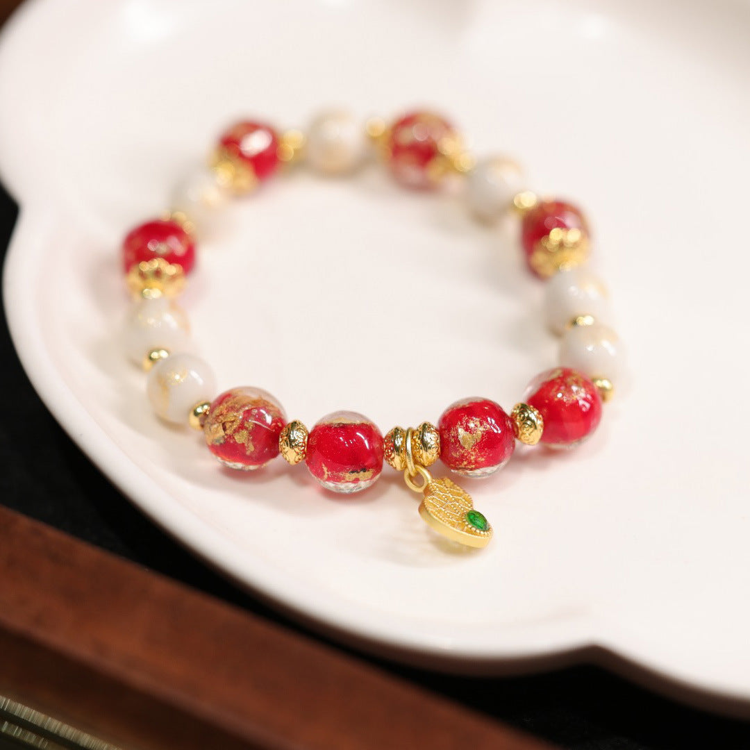 Red Fragrant Gray Glazed Gray Porcelain Bracelet