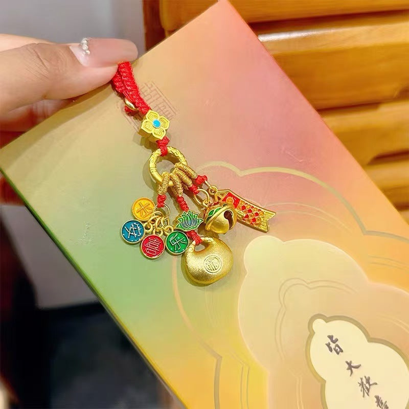 Gold Lock Auspicious Keychain