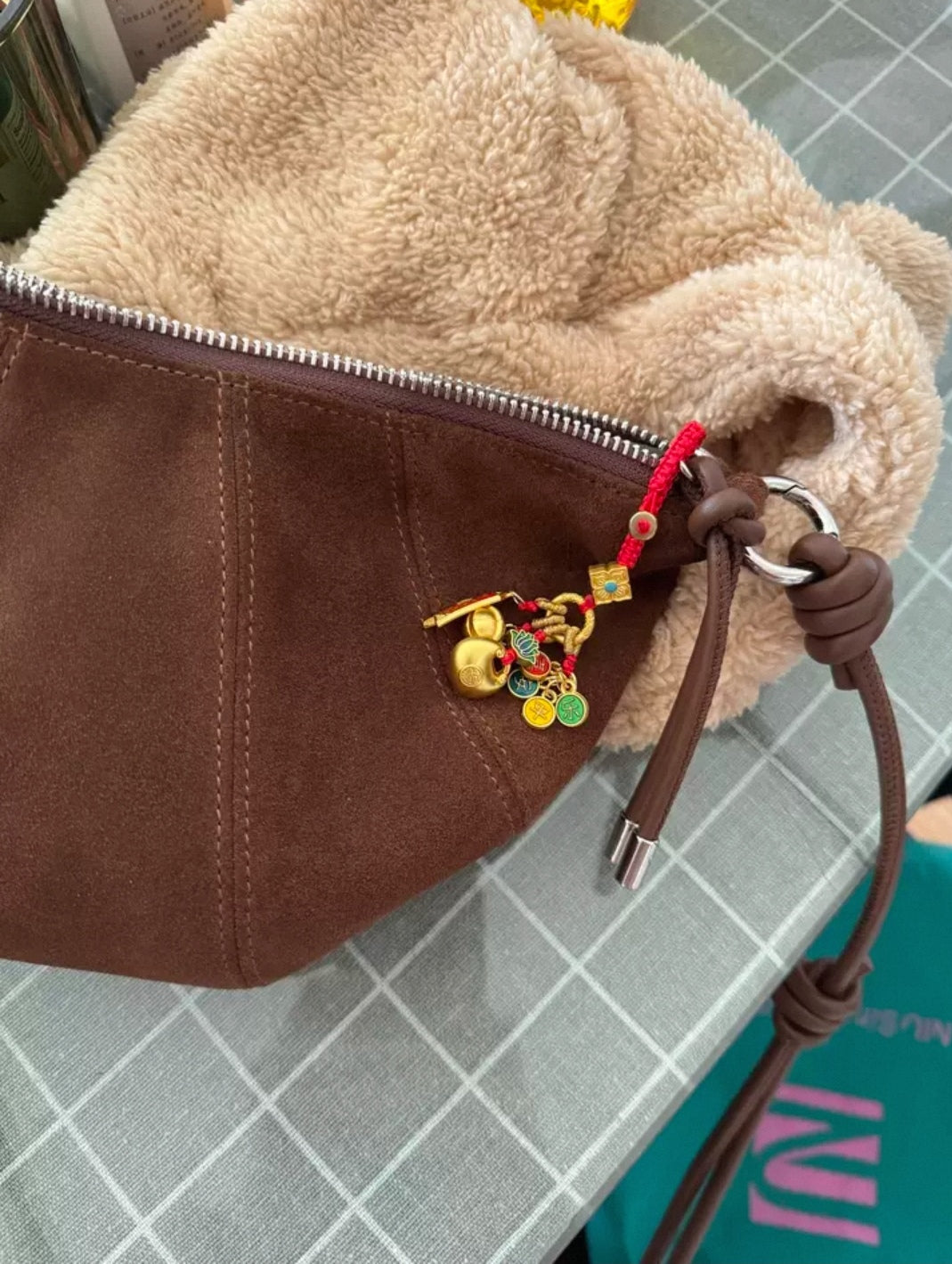 Gold Lock Auspicious Keychain