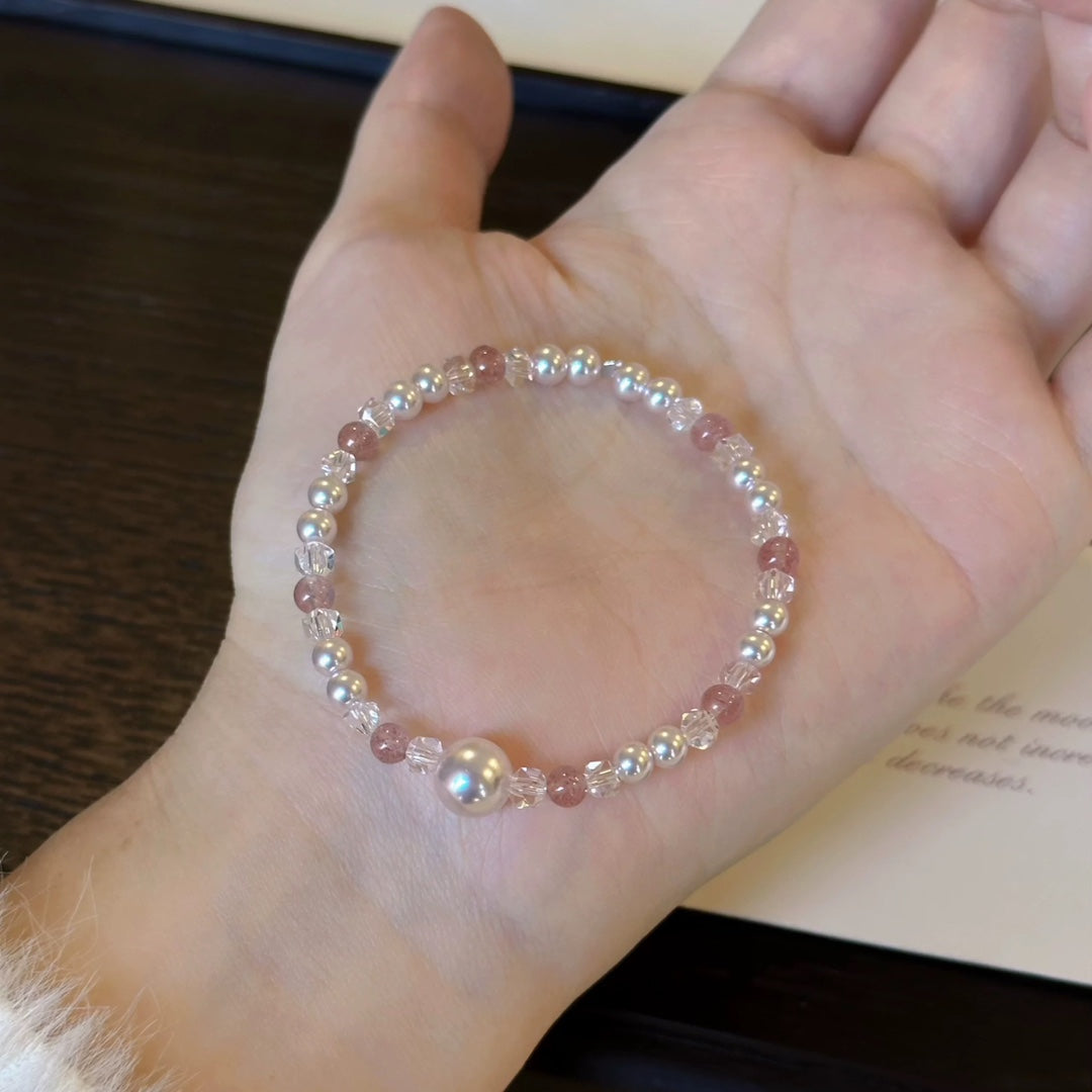 Strawberry Crystal Pearl Bracelet