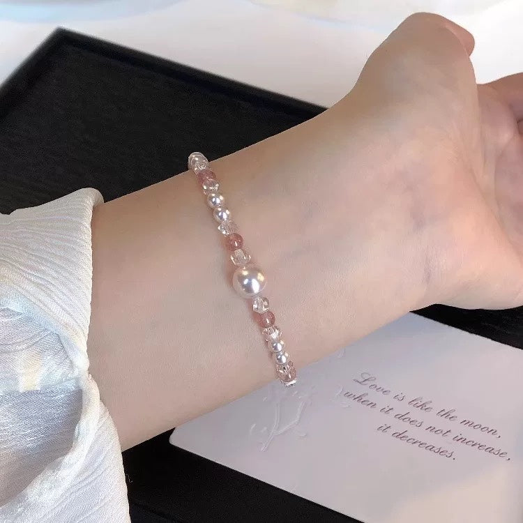 Strawberry Crystal Pearl Bracelet