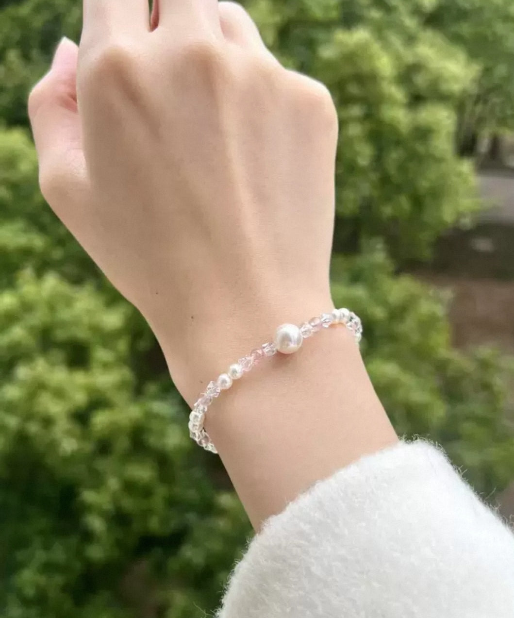 Strawberry Crystal Pearl Bracelet