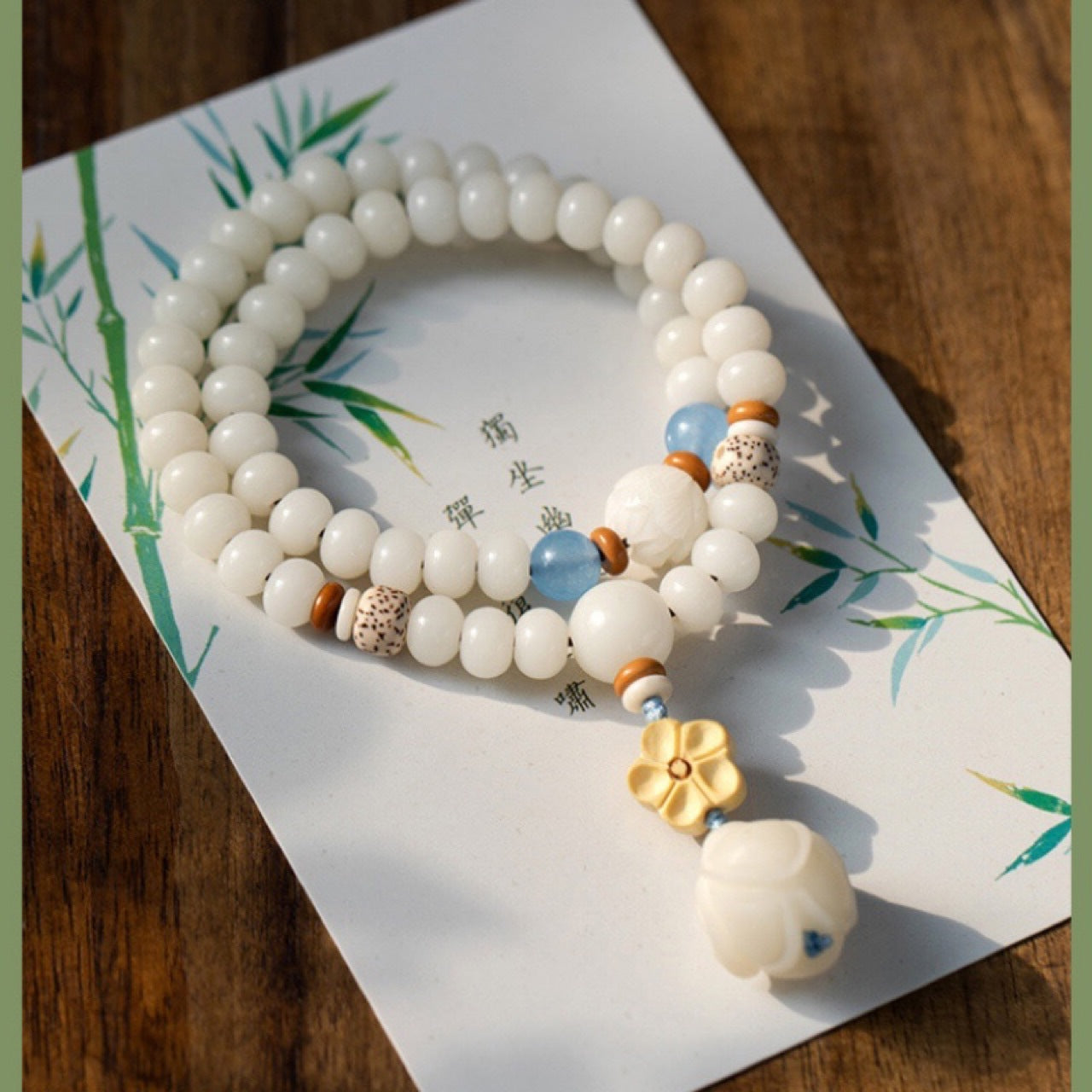 White Jade Bodhi Double Ring String