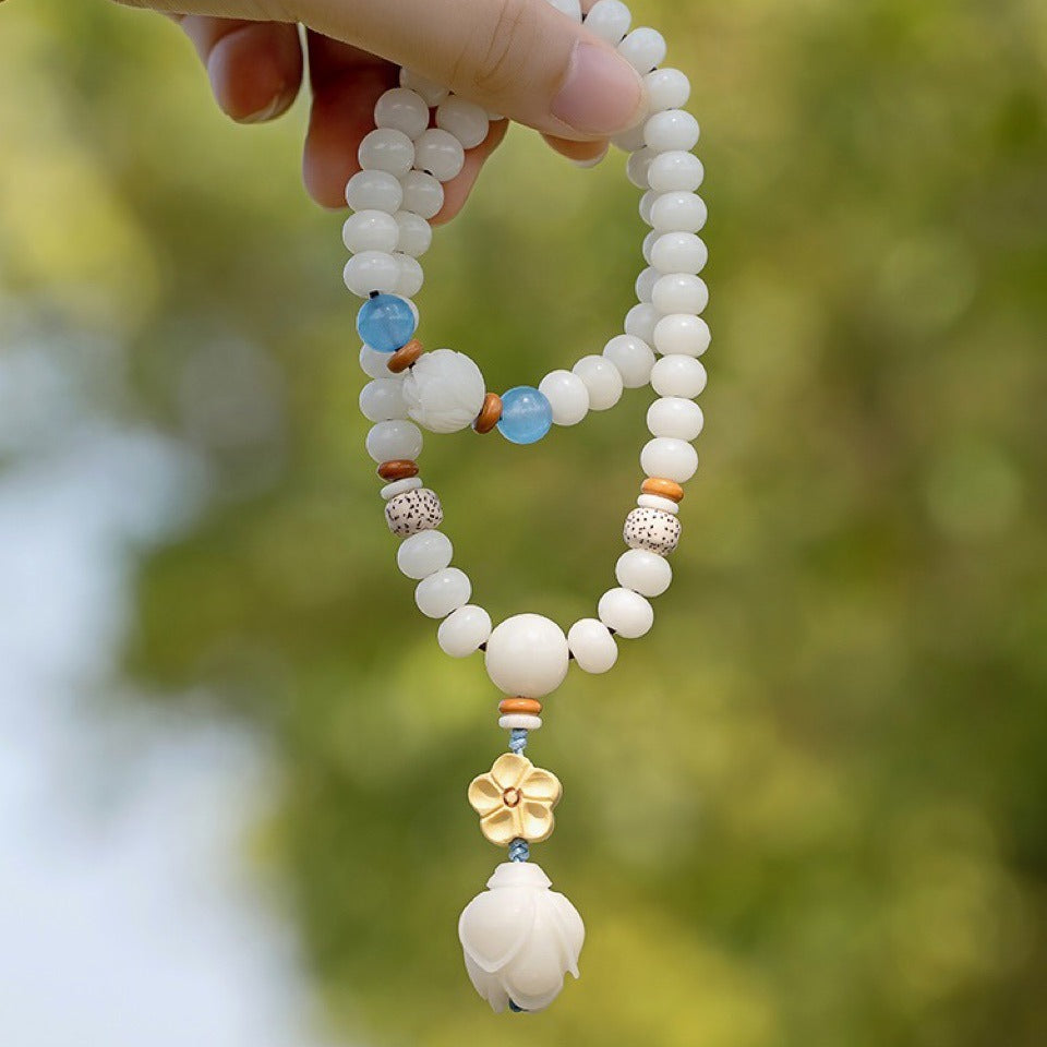 White Jade Bodhi Double Ring String