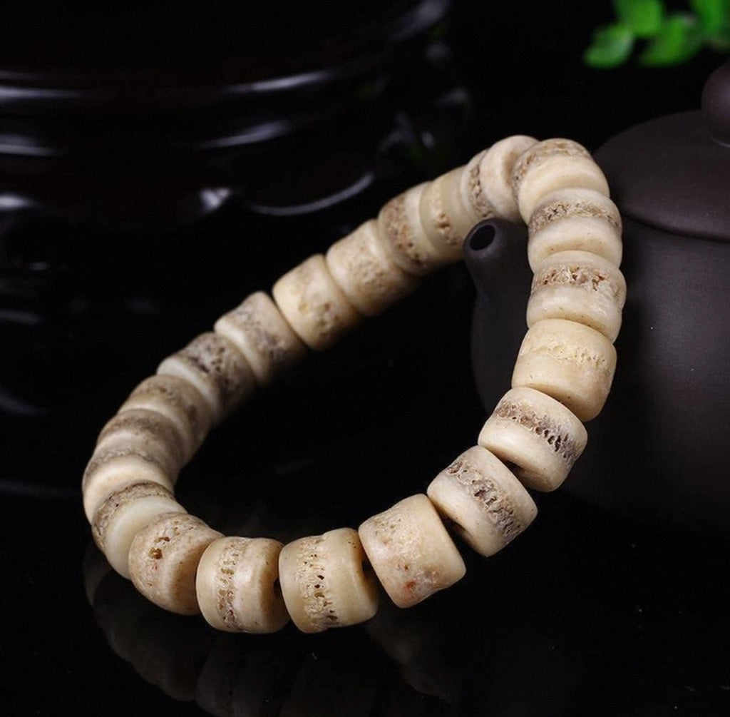 Tibetan Ratted Cow Bone Garbala Bead Bracelet