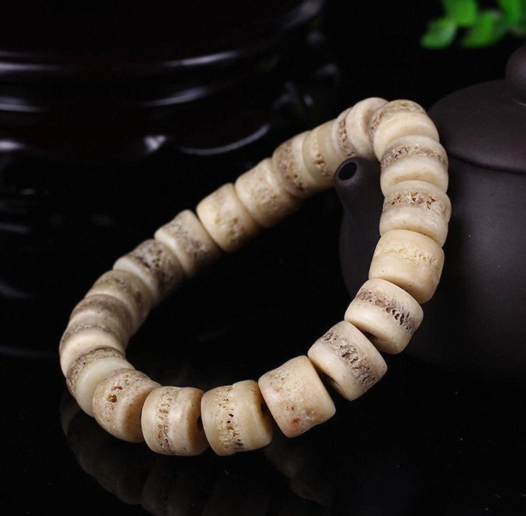 Tibetan Ratted Cow Bone Garbala Bead Bracelet