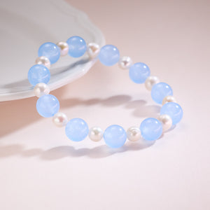 Blue Chalcedony Pearl Bracelet