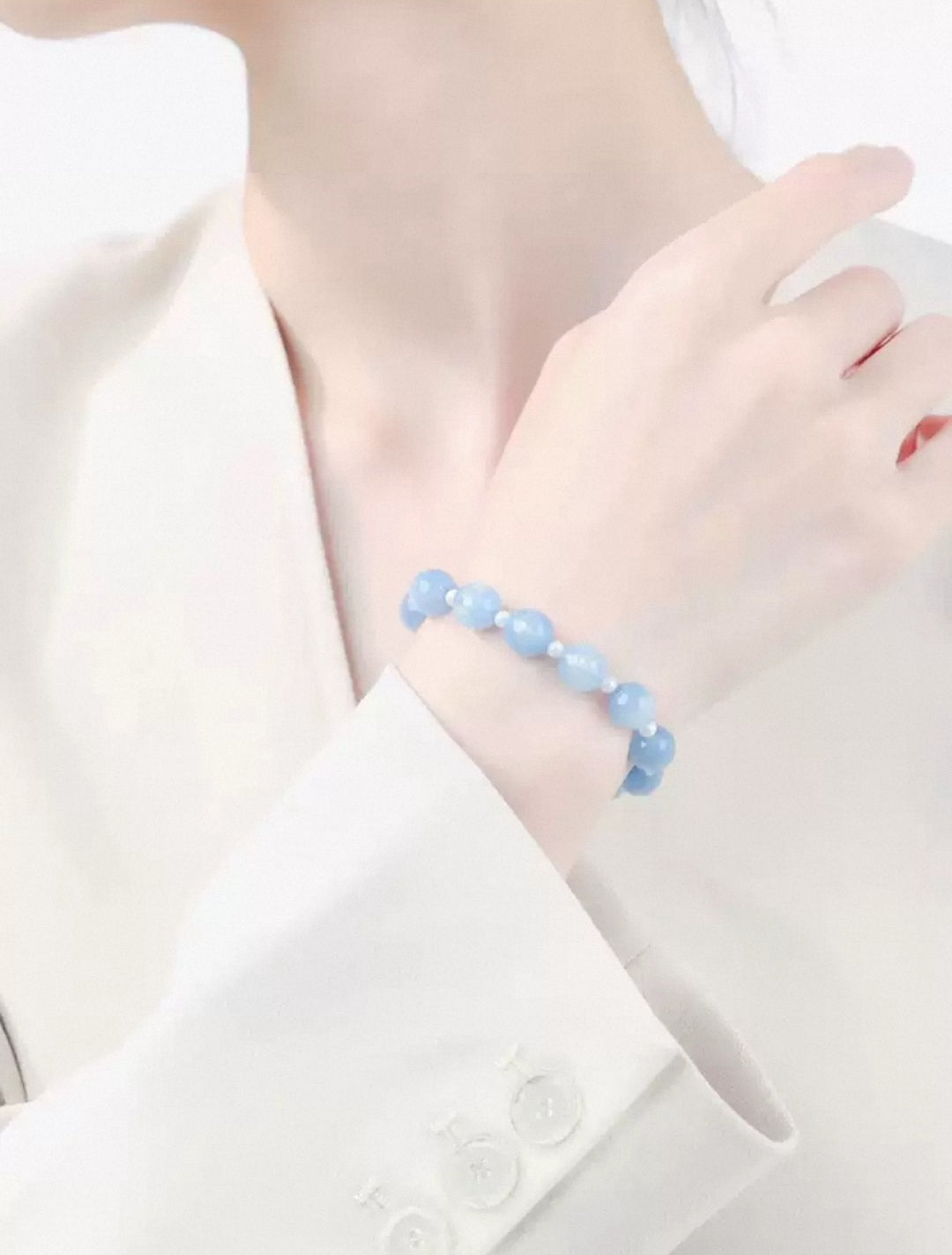 Blue Chalcedony Pearl Bracelet