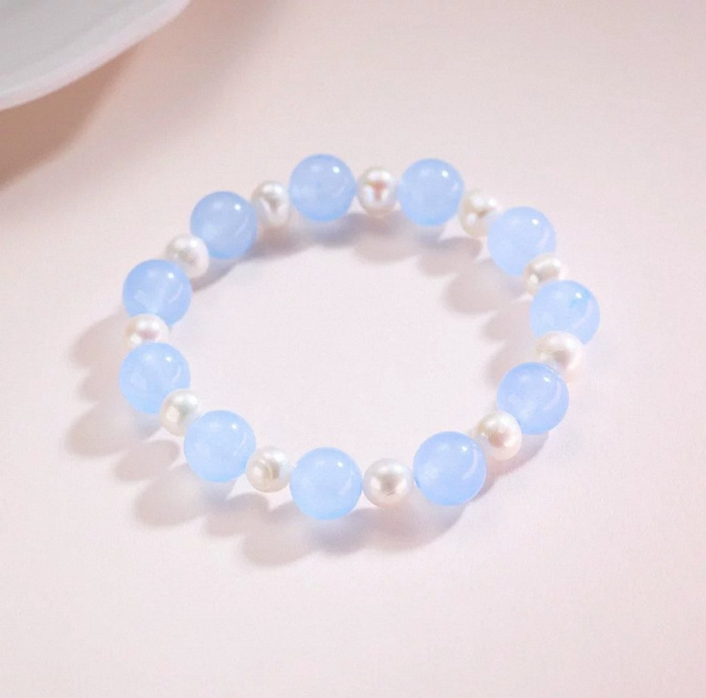 Blue Chalcedony Pearl Bracelet