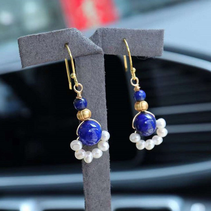 Lapis lazuli pearl earrings