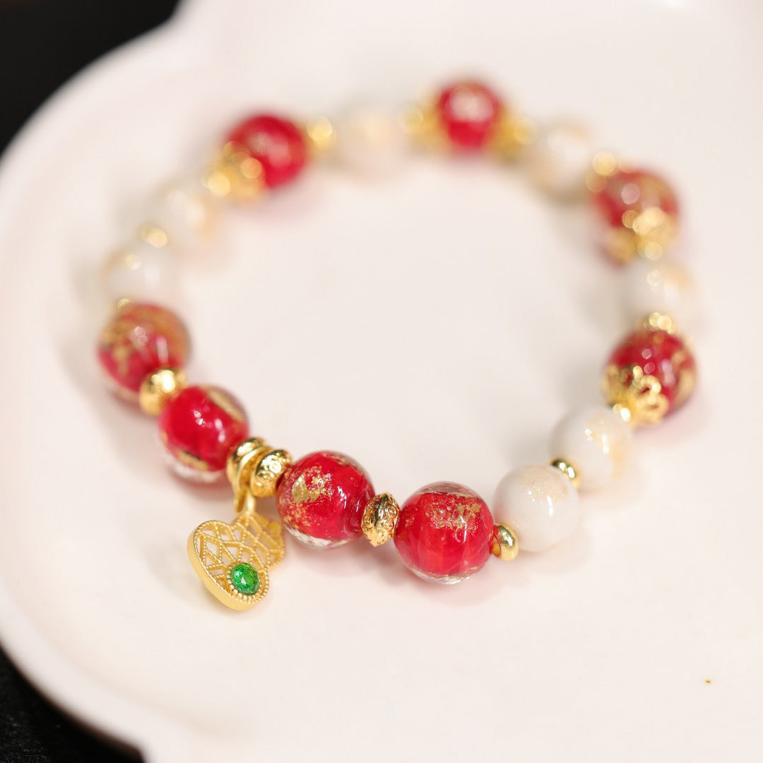 Red Fragrant Gray Glazed Gray Porcelain Bracelet
