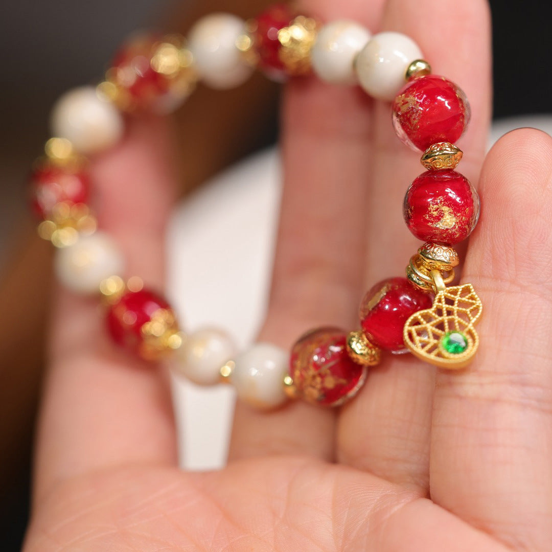 Red Fragrant Gray Glazed Gray Porcelain Bracelet