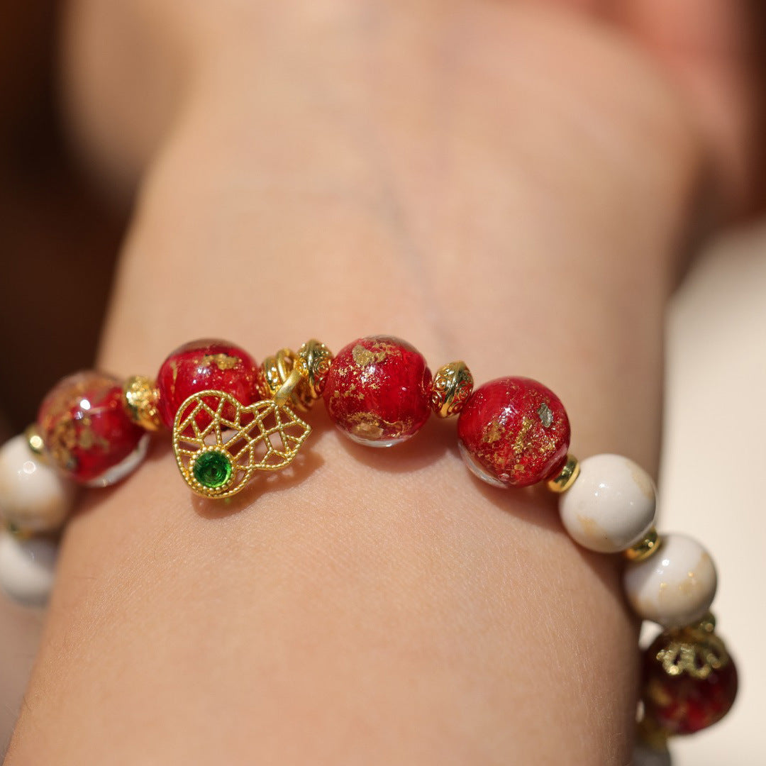 Red Fragrant Gray Glazed Gray Porcelain Bracelet
