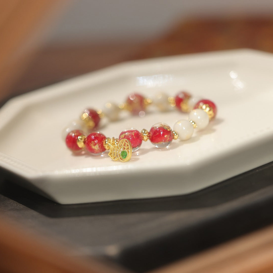 Red Fragrant Gray Glazed Gray Porcelain Bracelet