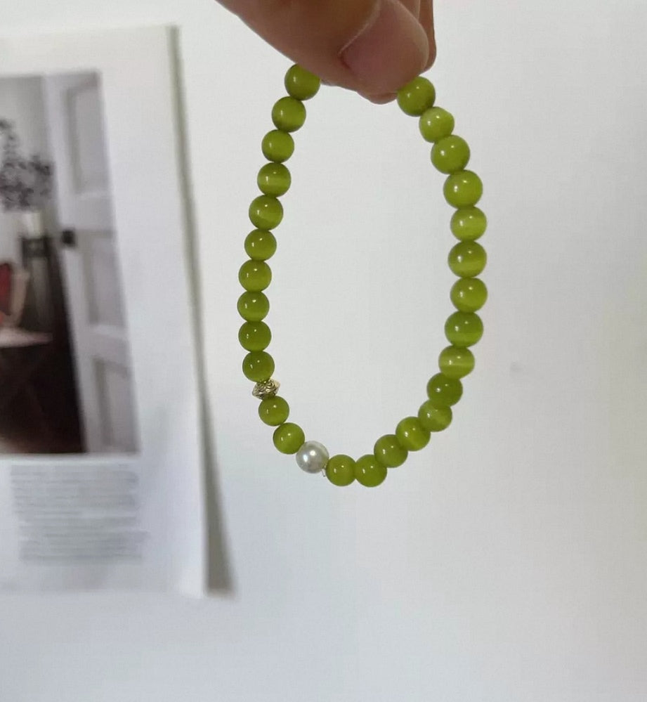 Olive Green Cat's Eye Bracelet