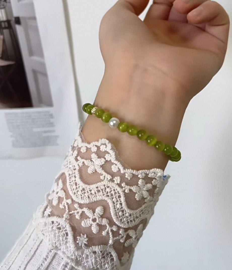 Olive Green Cat's Eye Bracelet