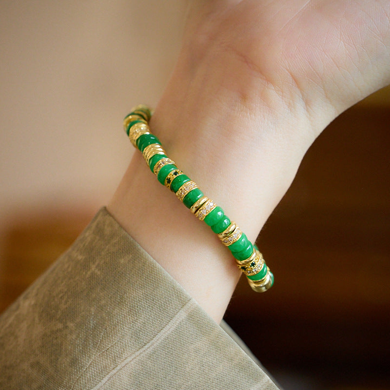 Dry Green Jadeite Bracelet
