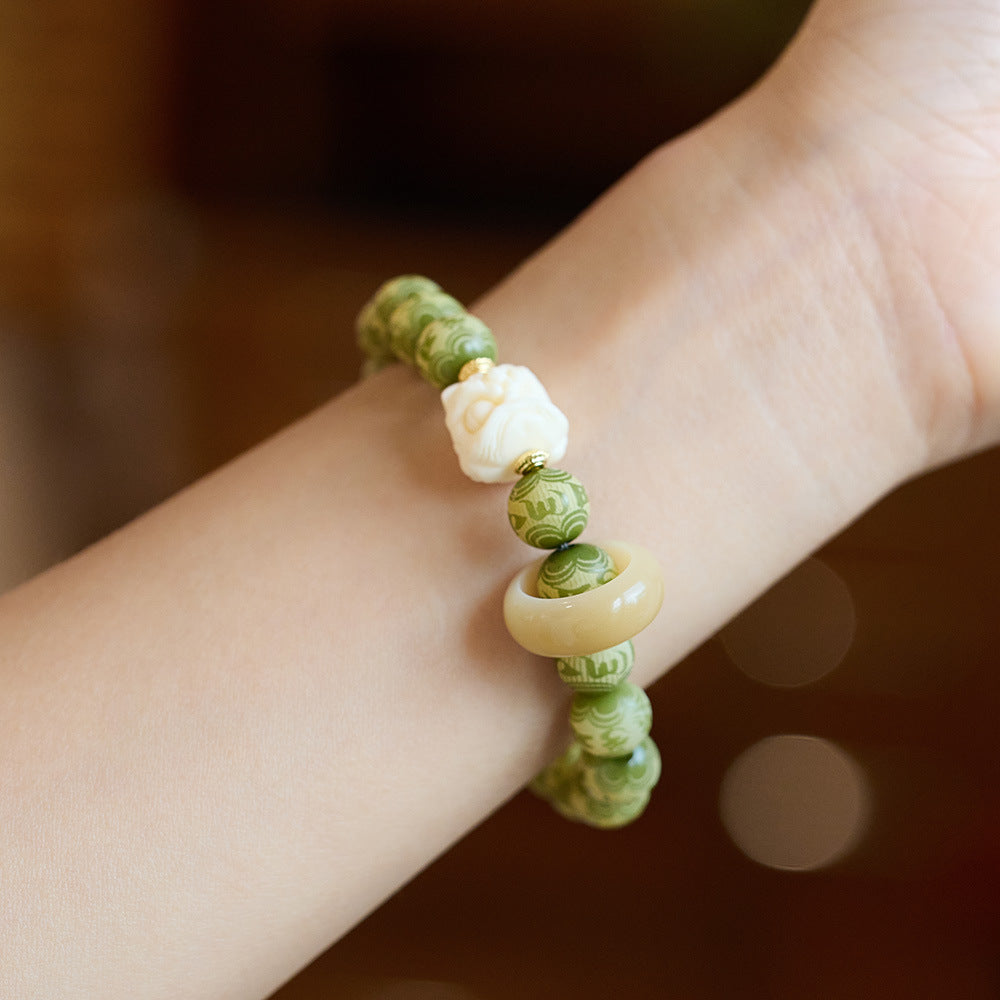 Carved Six Character Truth Green Bodhi String