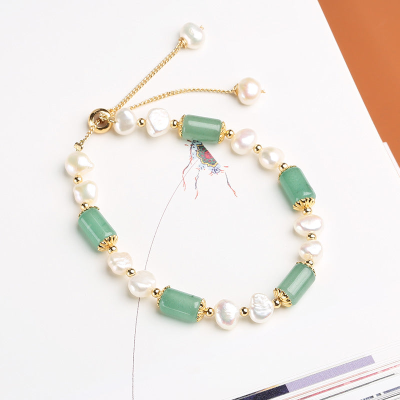 Tungling Jade Barrel Pearl Bracelet