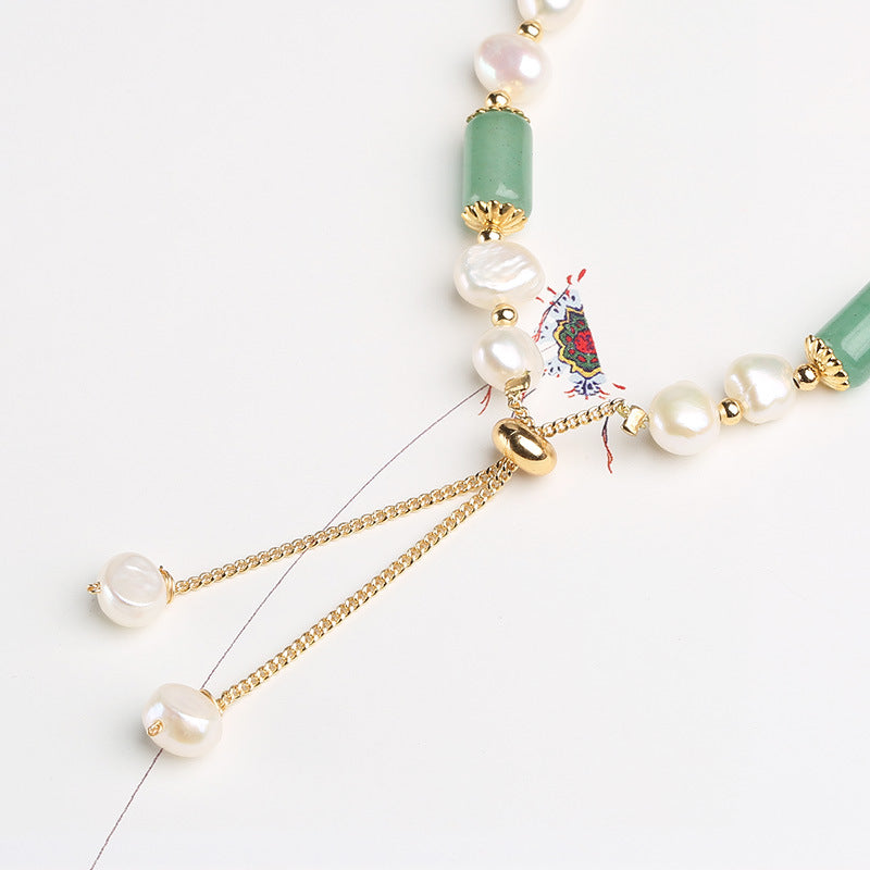 Tungling Jade Barrel Pearl Bracelet
