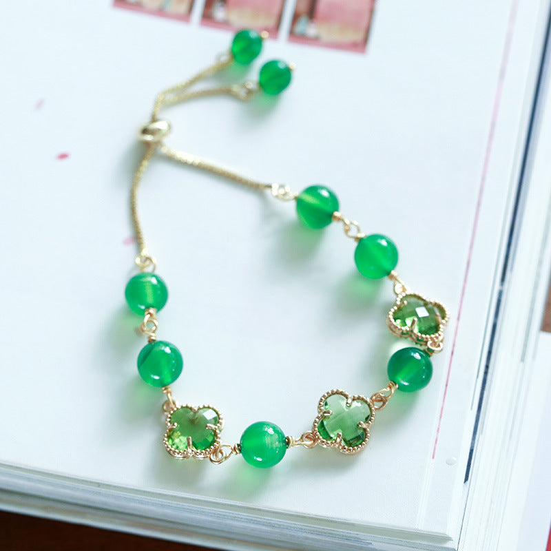 Clover Green Agate Bracelet