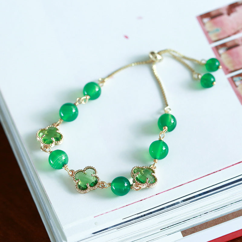 Clover Green Agate Bracelet