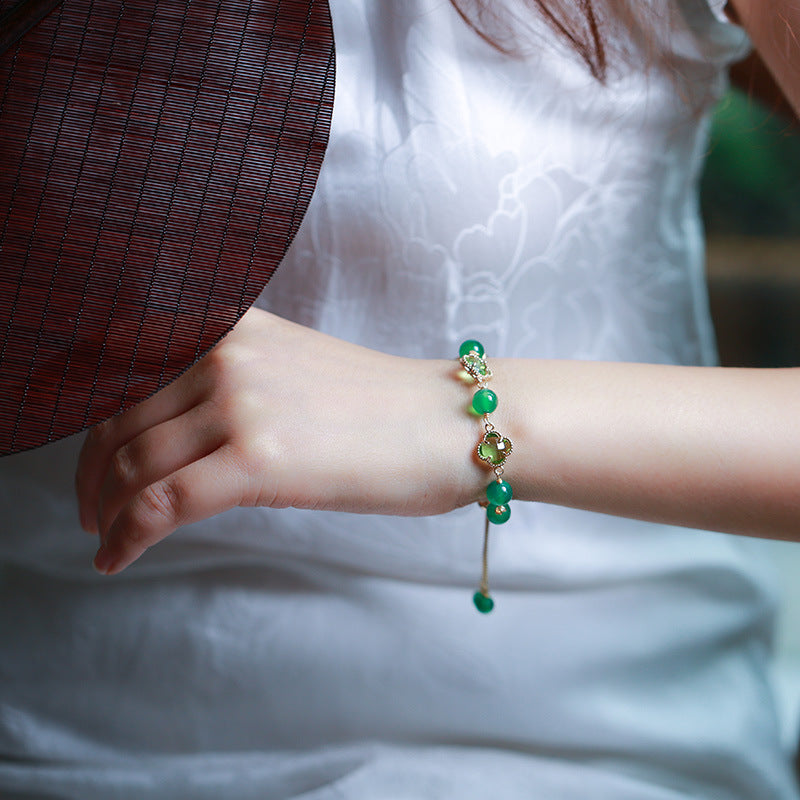 Clover Green Agate Bracelet